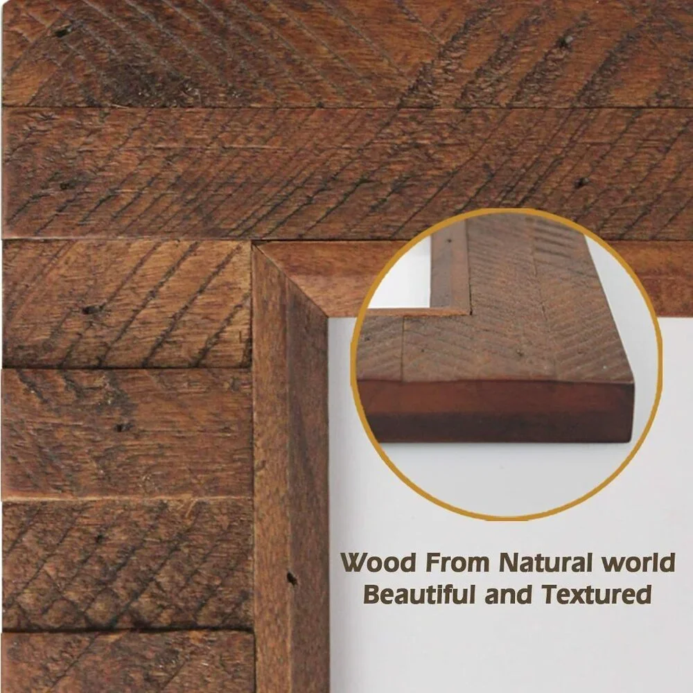 Wooden Picture Frame 8x10 inch, Wood Plank Design with Rustic Brown Finish, Wall - Picture 2 of 7